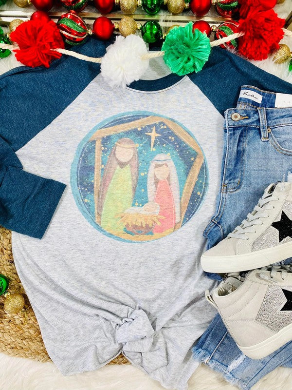 Nativity Circle Scene Raglan
