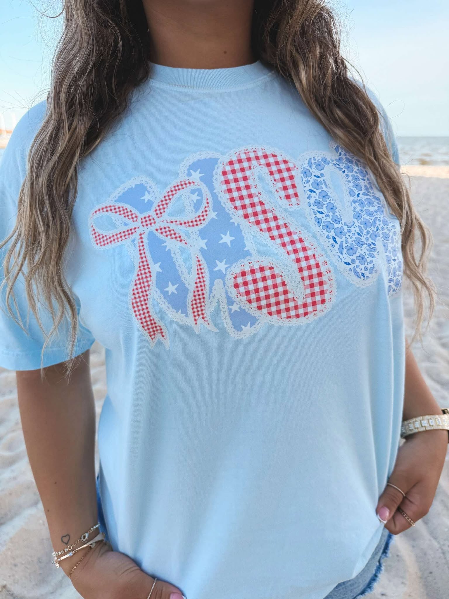 USA Lace Trim Patriotic DTF Graphic