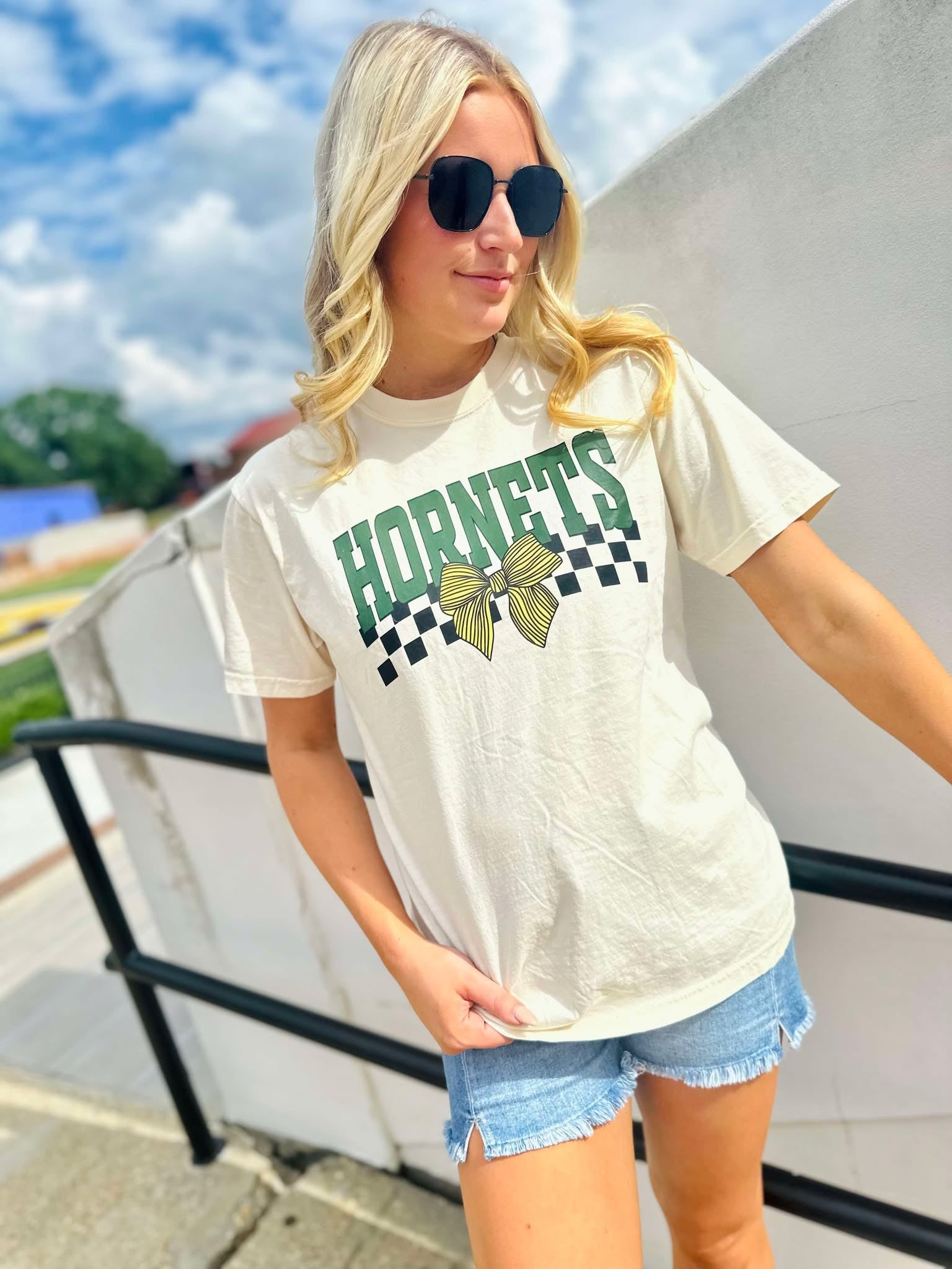 Custom Striped Bow Mascot Graphic Tee