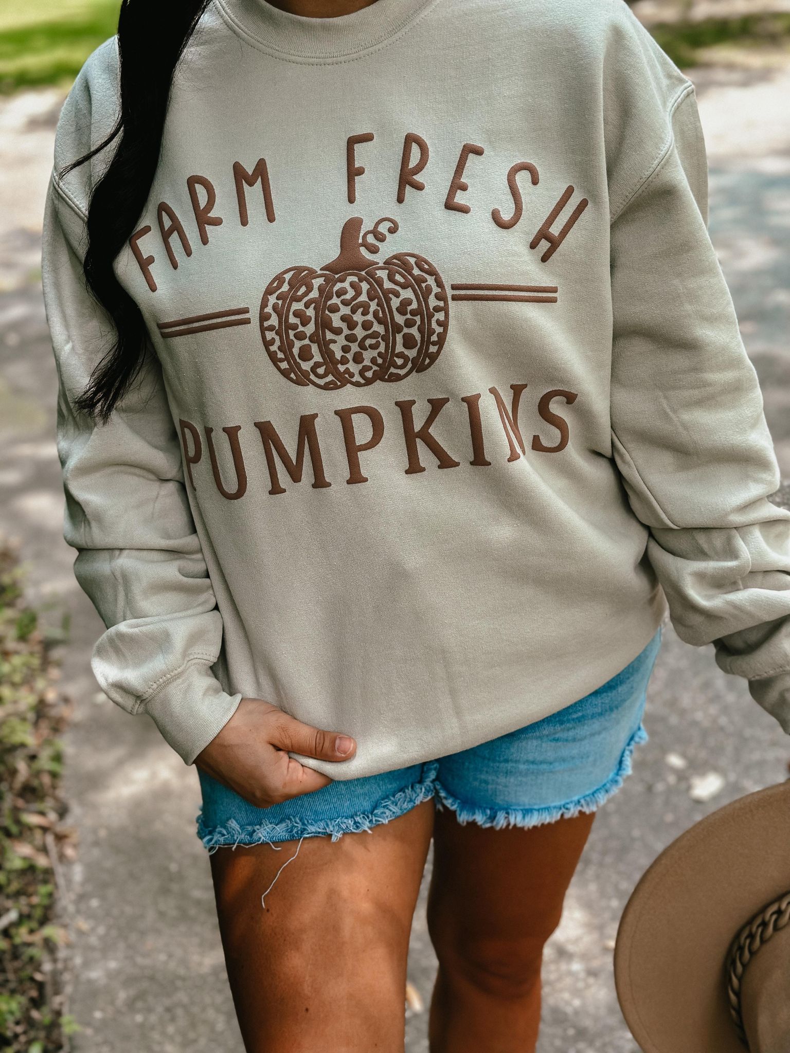 Leopard Farm Fresh Pumpkins Puff Sweatshirt