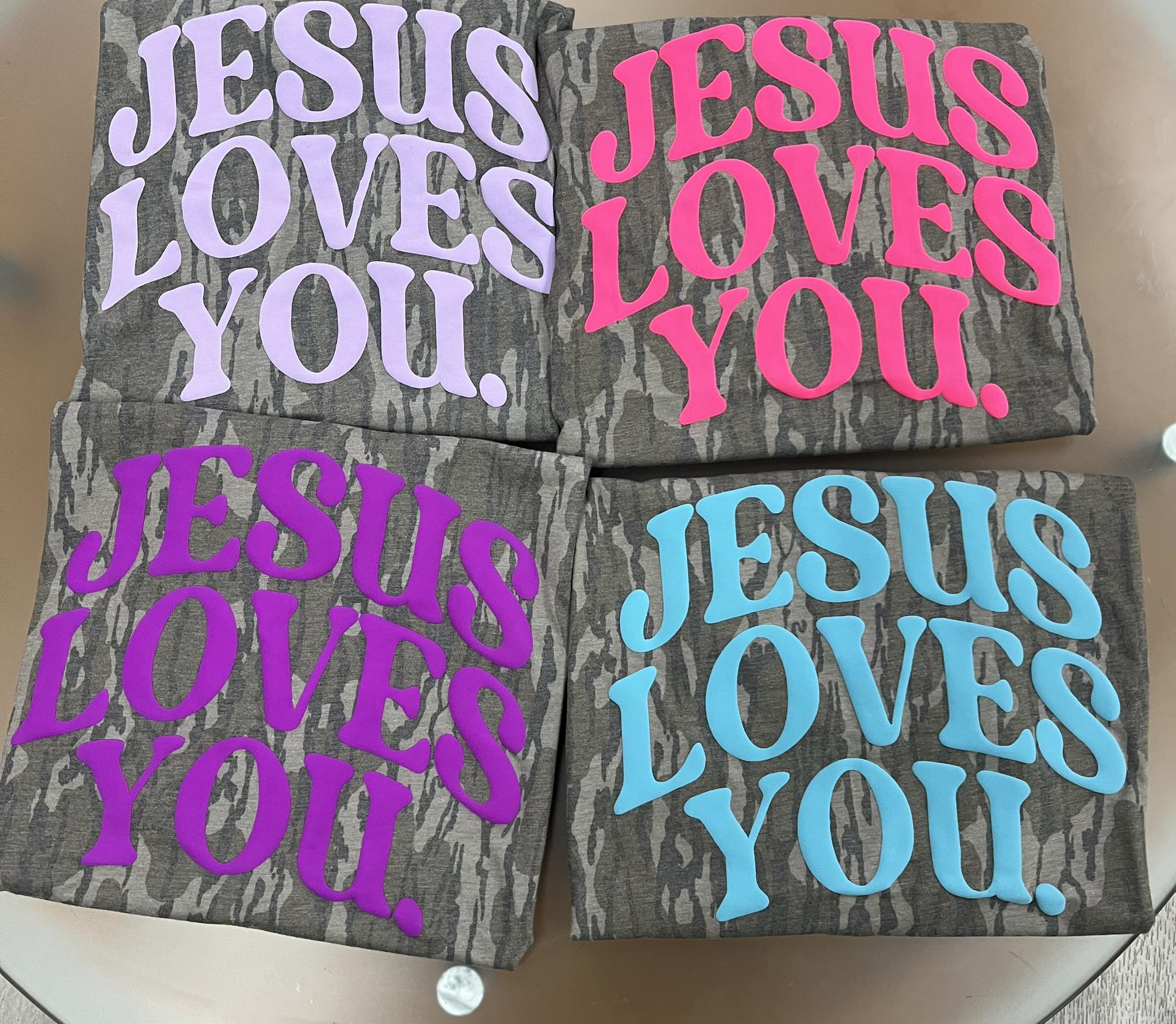 Jesus Loves You Bottomland Curved Puff Graphic