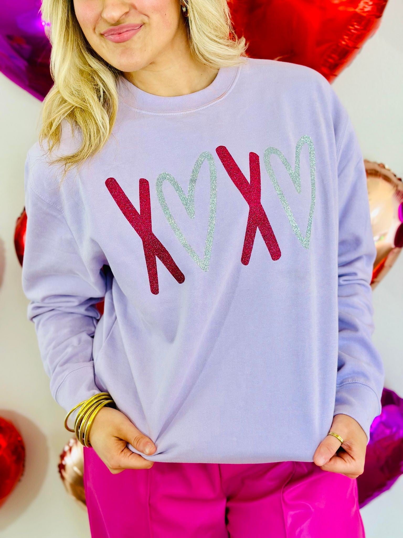 Xoxo Heart's Multi Glitter Vinyl Sweatshirt
