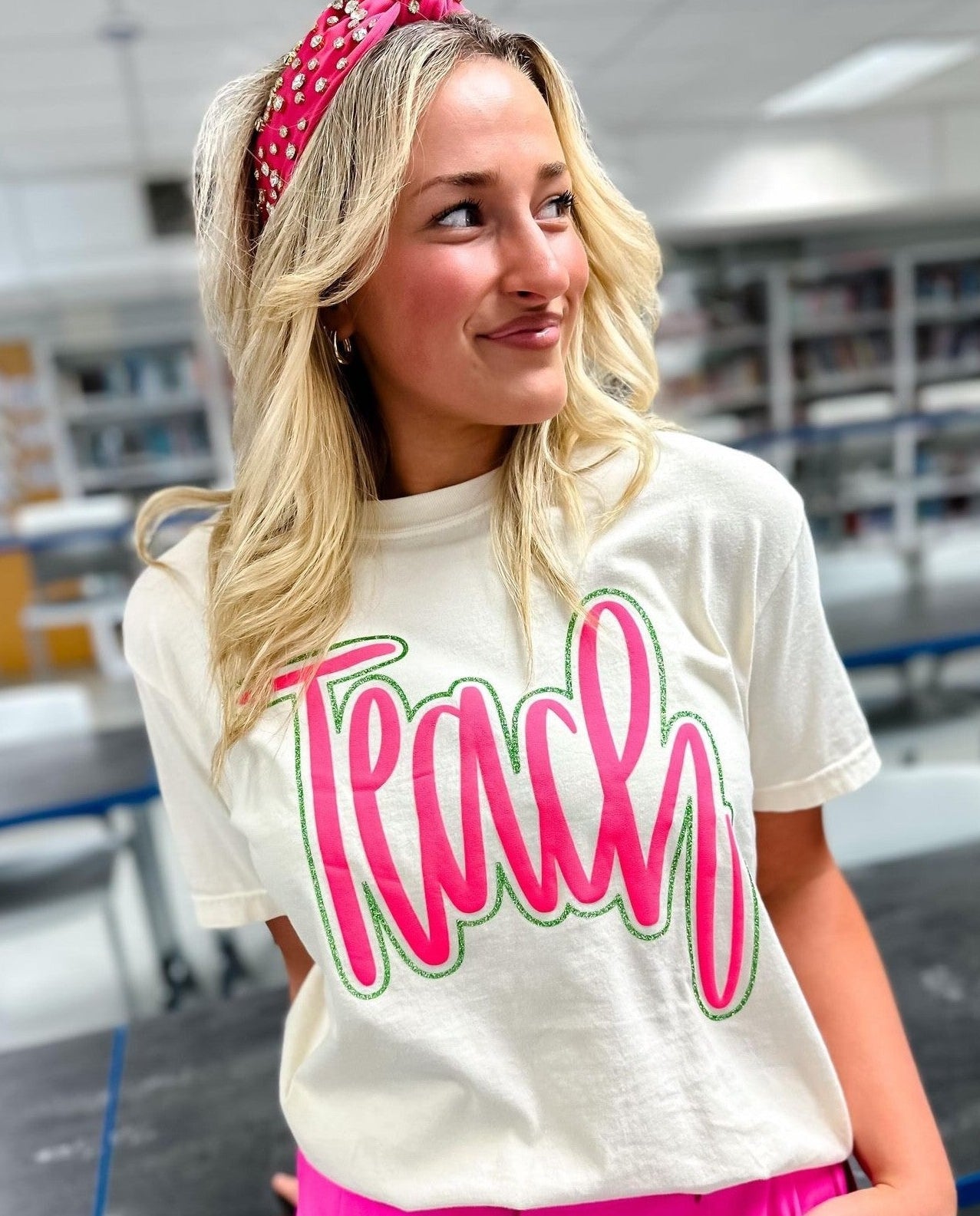 Teach Double Puff Glitter Combo Tee