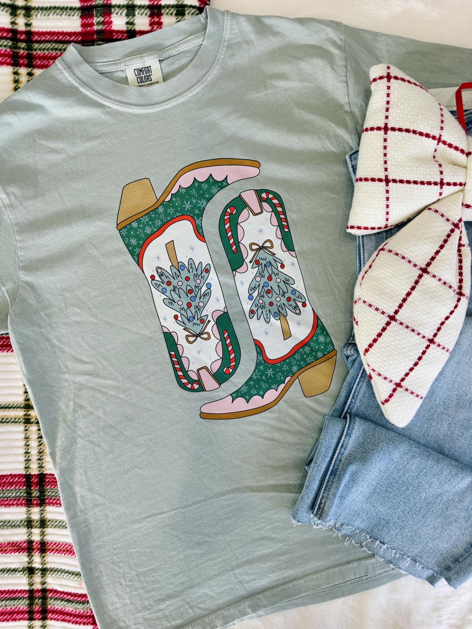 Cowgirl Christmas Boots DTF Graphic Tee