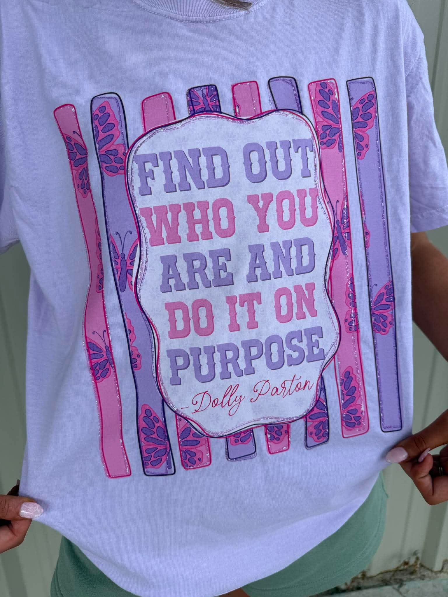 Find Out Who You Are Quote Striped DTF Tee