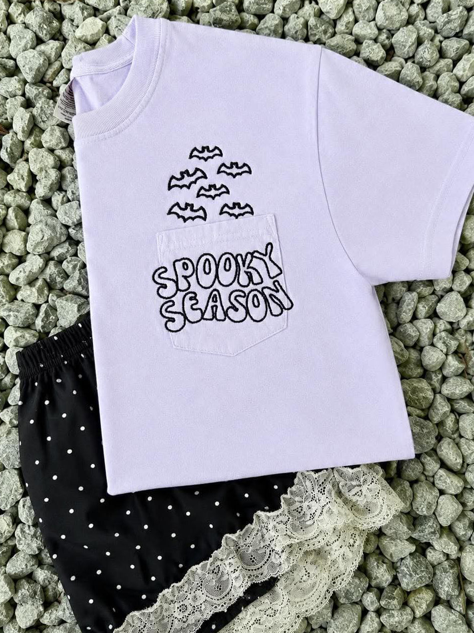 Spooky Season Bat Pocket Embroidery HW60 Tee