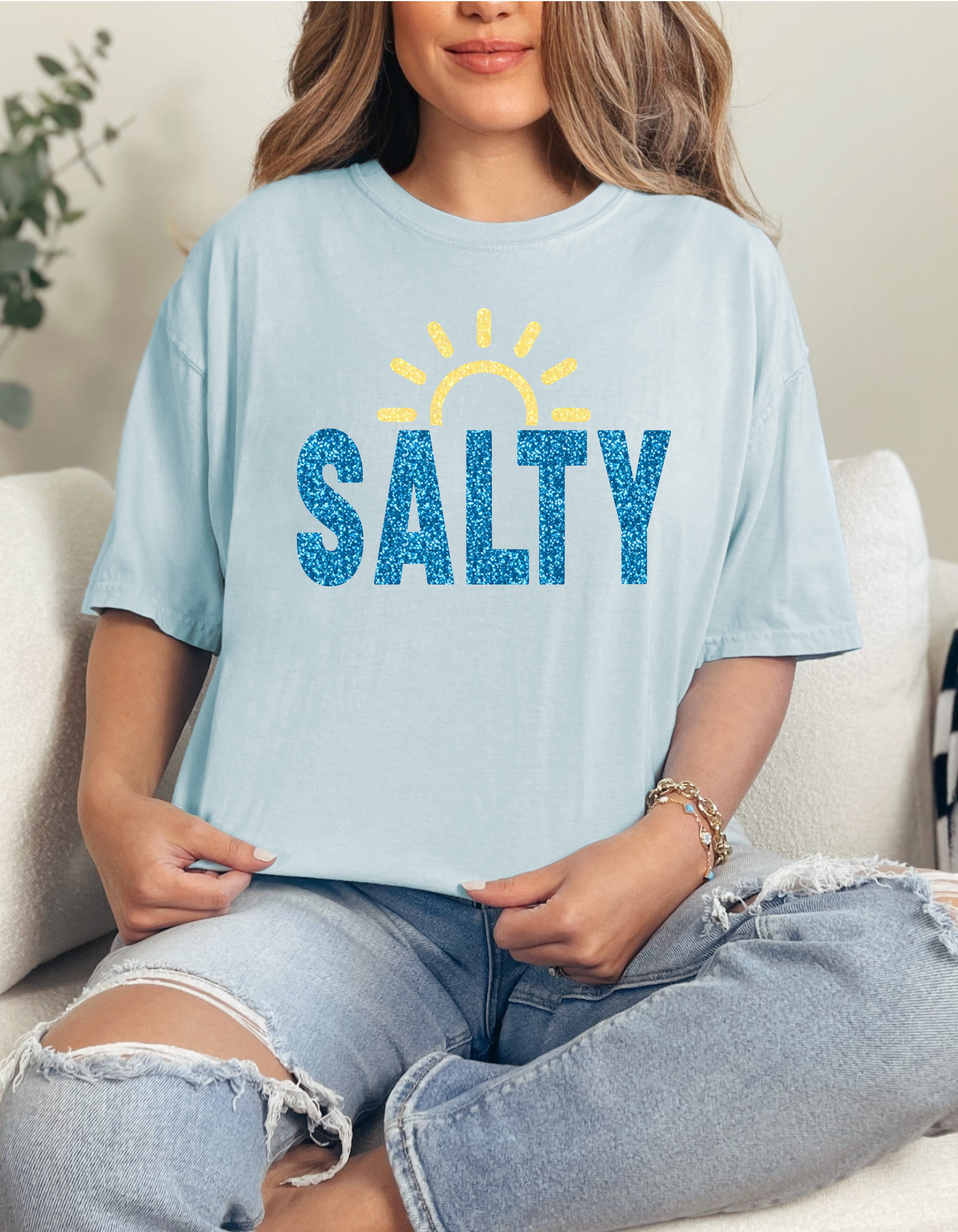 Salty Sunrise Glitter Graphic Tee Or Tank Top